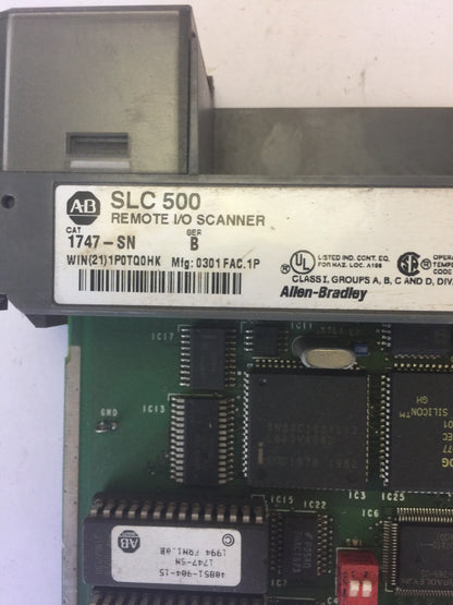 ALLEN BRADLEY 1747-SN REMOTE I/O SCANNER  SER B  FRN 1.0B
