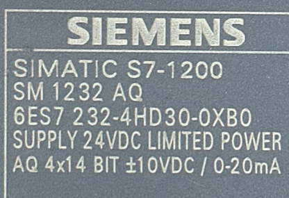SIEMENS 6ES7 232-4HD30-0XB0 SIMATIC S7-1200 ANALOG OUTPUT MODULE SUPPLY 24VDC