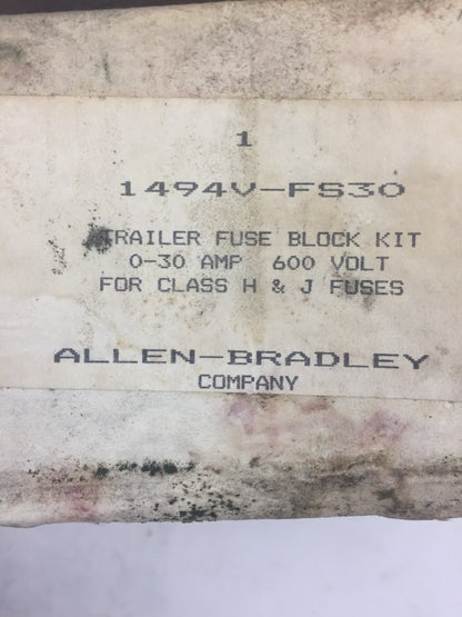 ALLEN BRADLEY 1494V-FS30 TRAILER FUSE BLOCK KIT 0-30A 600V FOR CLASS H & J FUSE