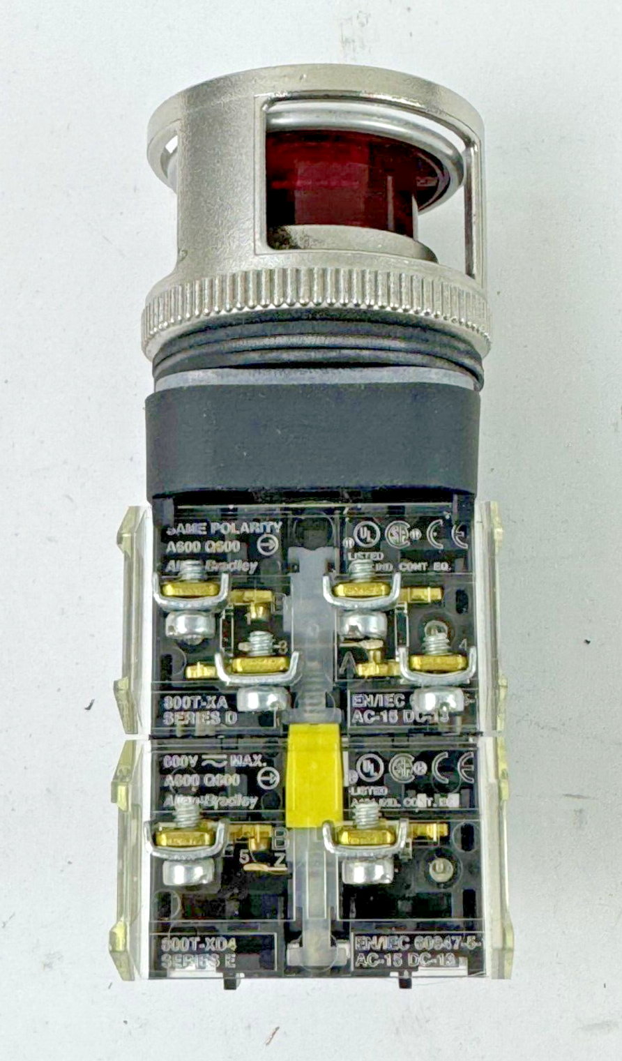 ALLEN-BRADLEY - 800T-FXTQH2RA5 SER. U - RED MUSHROOM PUSH/PULL BUTTON W/ BLOCK