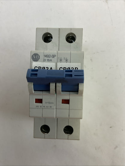 ALLEN BRADLEY 1492-SPM2D150 SER D CIRCUIT BREAKER 15AMP
