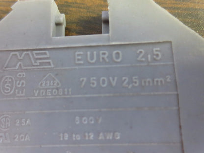 EURO 2.5 TERMINAL BLOCKS - GRAY - LOT of 10 - EURO 2,5 - MORSETTITALIA