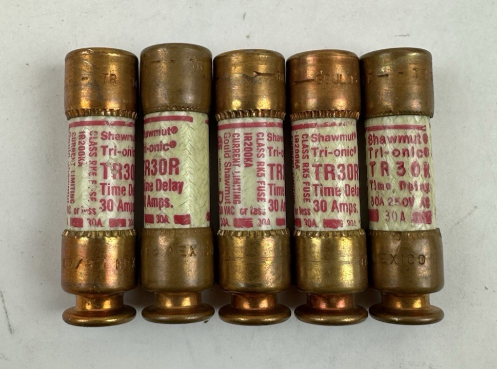 GOULD SHAWMUT TR30R TRI-ONIC FUSE TIME DELAY 30 AMP 250V LOT OF 5