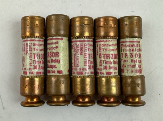 GOULD SHAWMUT TR30R TRI-ONIC FUSE TIME DELAY 30 AMP 250V LOT OF 5