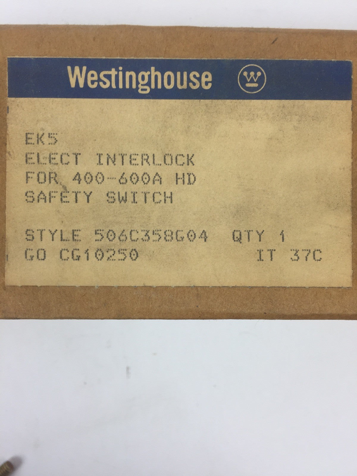 WESTINGHOUSE EK5 ELECT INTERLOCK FOR 400-600A KD SAFETY SWITCH