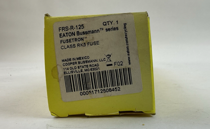 COOPER BUSSMANN FRS-R-125 FUSETRON DUAL ELEMENT TIME-DELAY FUSE 125A 600V