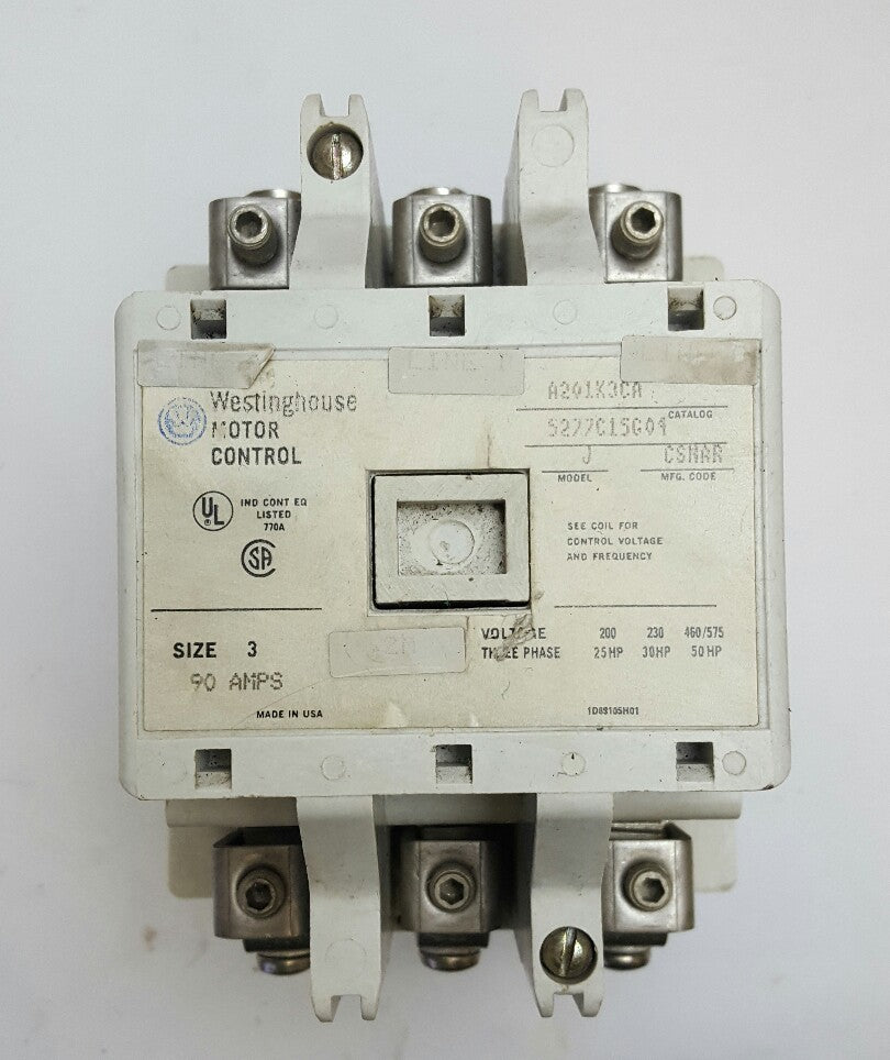 WESTINGHOUSE A201K3CA MOTOR CONTROL - SIZE 3 - MODEL J20 - 90A - 3-PH 5277c15g04