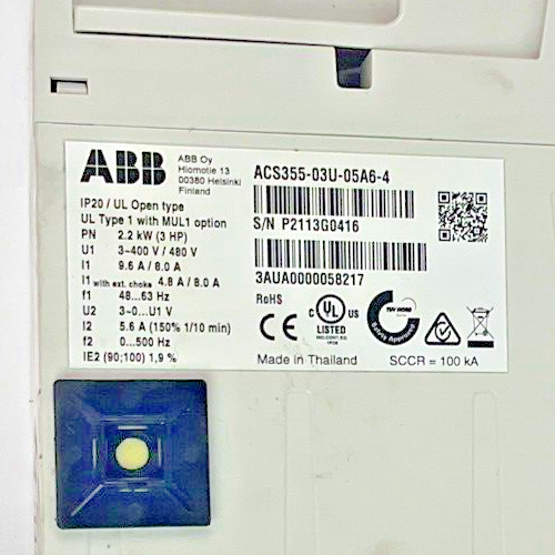 ABB ACS355-03O-05A6-4 VARIABLE FREQUENCY DRIVE 480V