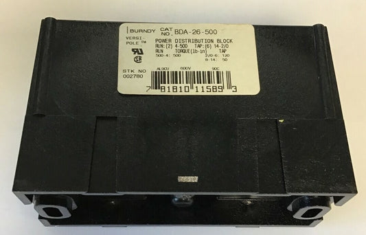 BURNDY BDA-26-500 POWER DISTRIBUTION BLOCK VERSI-POLE