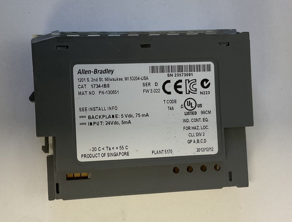 ALLEN BRADLEY 1734-IB8 INPUT MODULE 24VDC 5MA SER.D FW3.022