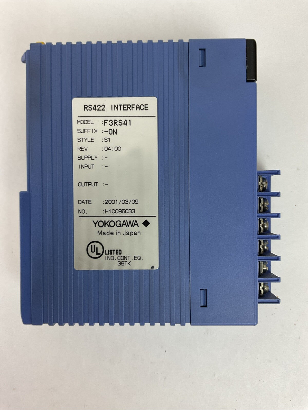 YOKOGAWA F3RS41-0N RS422 INTERFACE MODULE