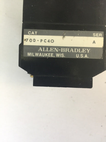 ALLEN BRADLEY 700-P800A1 AC RELAY SER B 600VAC COIL 115-120V 60HZ 700-PC40 SER A