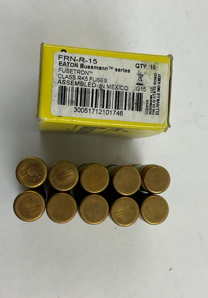 COOPER BUSSMANN FRN-R-15 FUSETRON FUSE CLASS RK5 250V 15 AMP 10 PACK