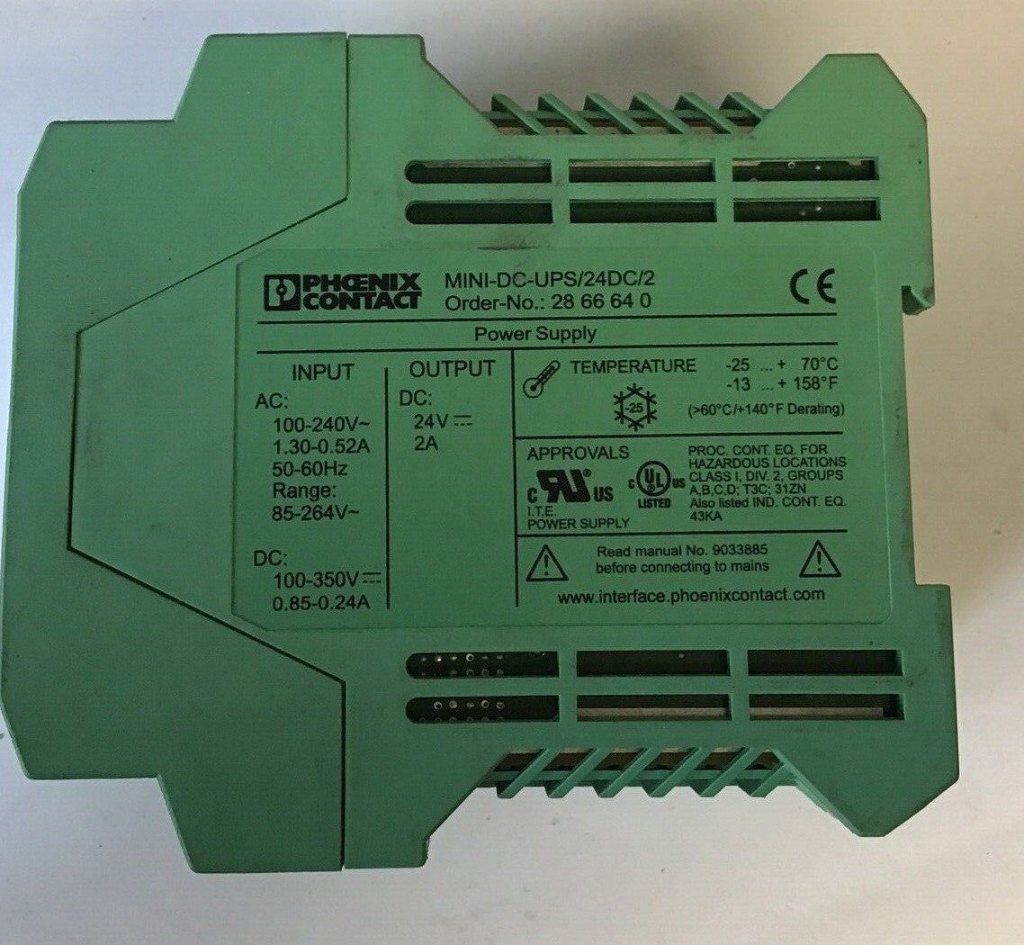 PHOENIX CONTACT MINI-DC-UPS/24DC/2 POWER SUPPLY 24VDC 2A