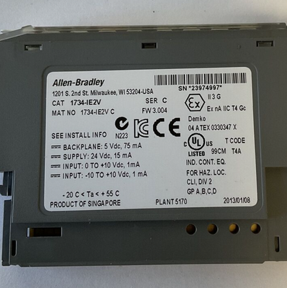 ALLEN BRADLEY 1734-IE2V ANALOG VOLT INPUT MODULE SER.C FW3.004