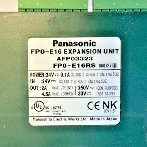 PANASONIC FP0-E16RS EXPANSION UNIT 24VDC 0.1A 250VAC