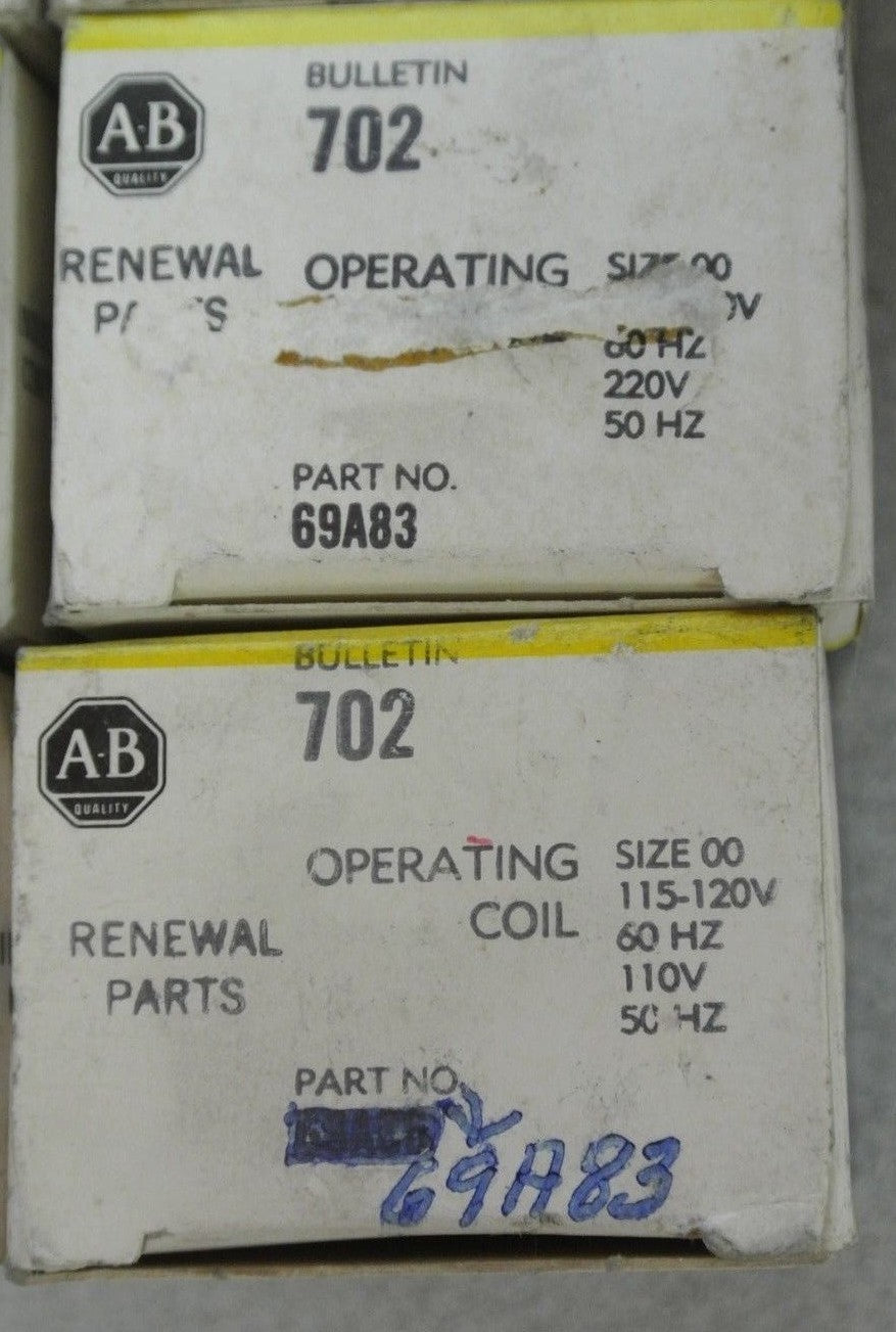 ALLEN-BRADLEY 69A83 COIL SIZE 00 220/50Hz, 230-240V/60Hz  NEW SURPLUS  LOT of 6