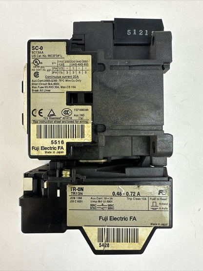 FUJI STARTER 4NC0F0#10 SC-0 3PH 5HP 600VAC COIL 100-110V 60HZ SZ-Z5 TR-0N
