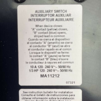 SQUARE D MAL365001212 CIRCUIT BREAKER 600VAC 250VDC 500A 3P MA11212 AUX SWITCH