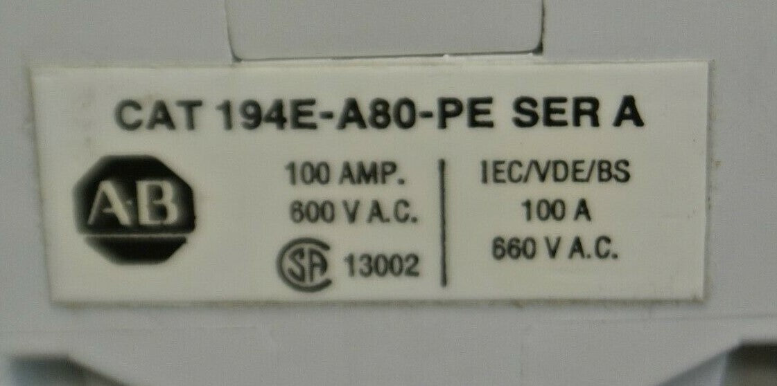 ALLEN-BRADLEY 194E-A80-PE Ser. A / GROUNDING TERMINAL 100A, 600VAC / NEW SURPLUS