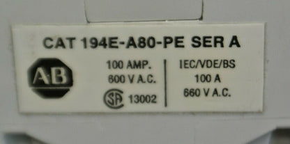 ALLEN-BRADLEY 194E-A80-PE Ser. A / GROUNDING TERMINAL 100A, 600VAC / NEW SURPLUS