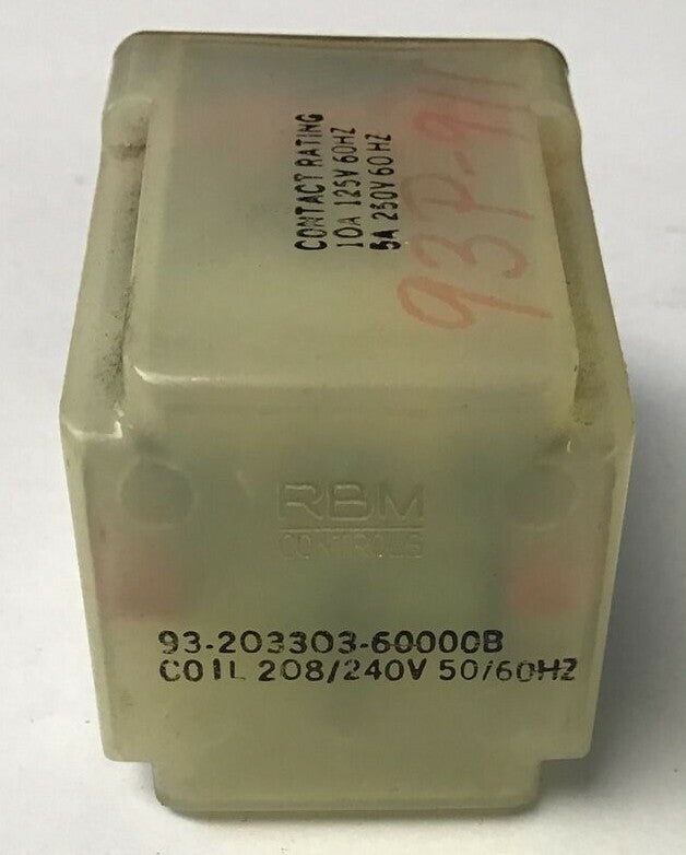 RBM CONTROLS 93-203303-60000B RELAY 10A 125V 60HZ 9320330360000B***LOTOF3***