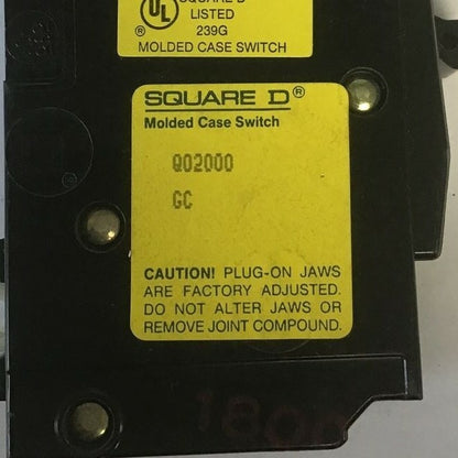 SQUARE D QO2000 CIRCUIT BREAKER 100AMP 240VAC 2POLE