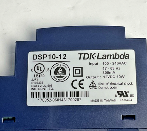 TDK-LAMBDA DSP10-12 POWER SUPPLY 12VDC 10W 63HZ 240VAC