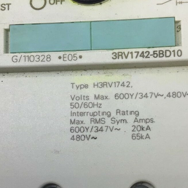 SIEMENS 3RV1742-5BD10 CIRCUIT BREAKER 480VAC 15A