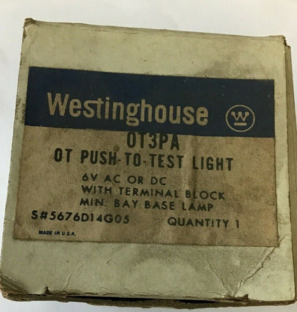 WESTINGHOUSE OT3PA PUSH TO TEST LIGHT 6VAC/DC
