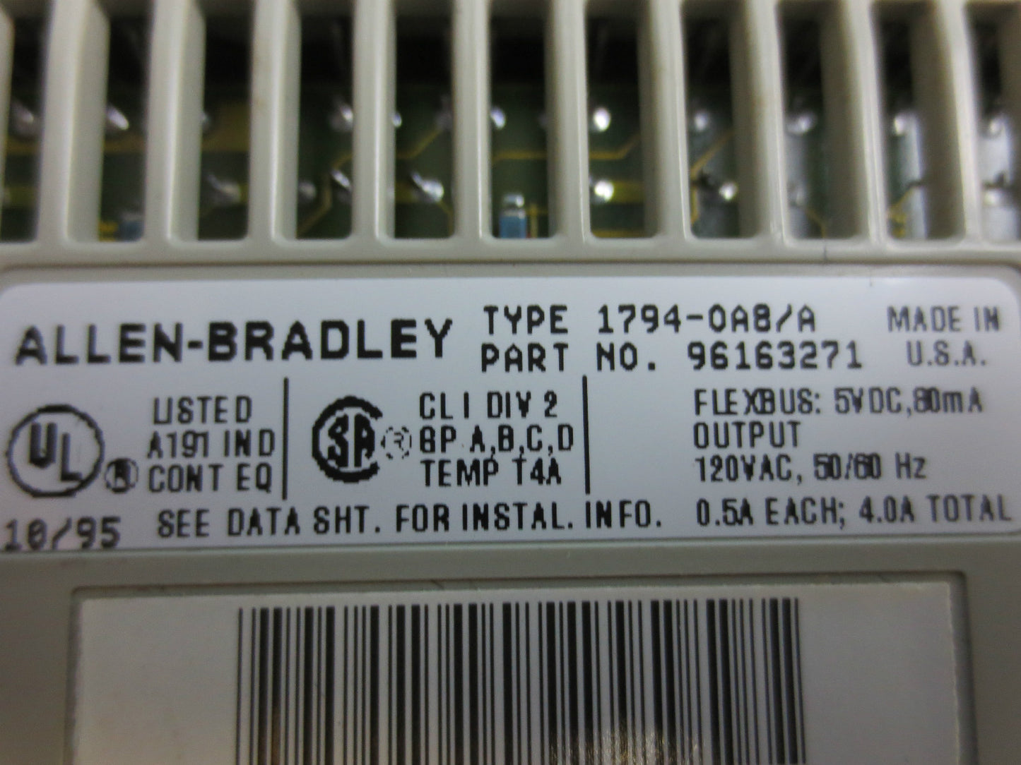 ALLEN-BRADLEY 1794-TB3/A FLEXBUS TERMINAL BLOCK & 1794-OAB/A OUTPUT MODULE