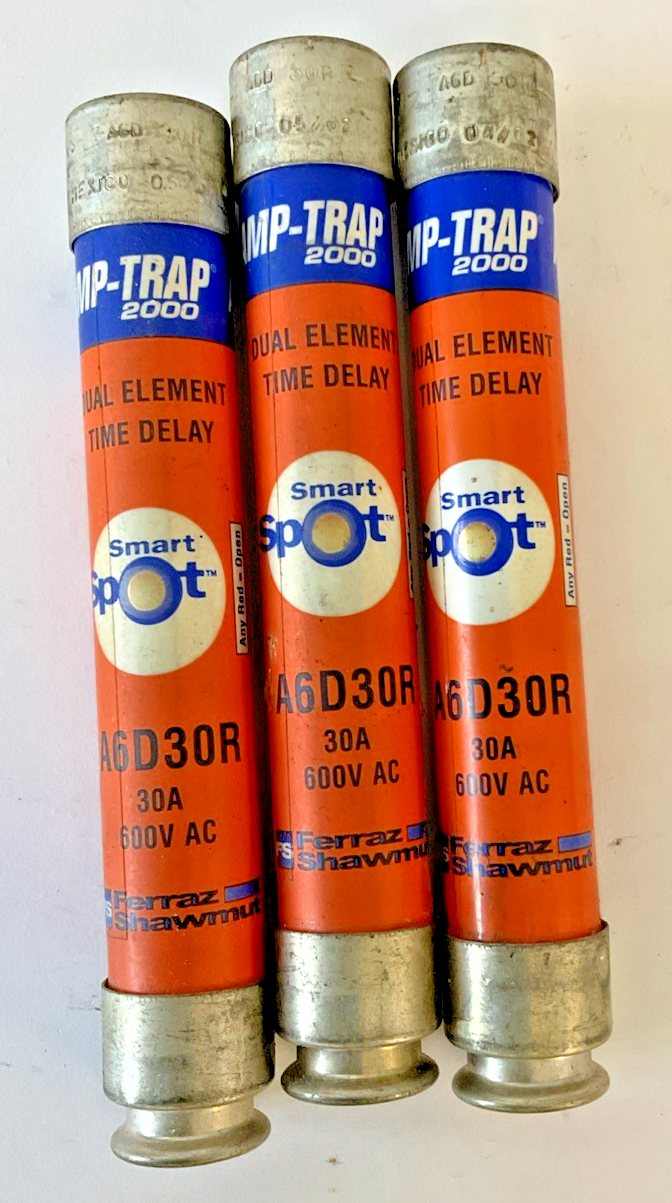 FERRAZ SHAWMUT A6D30R AMP-TRAP 2000 FUSES 30A 600VAC ***LOTOF3***