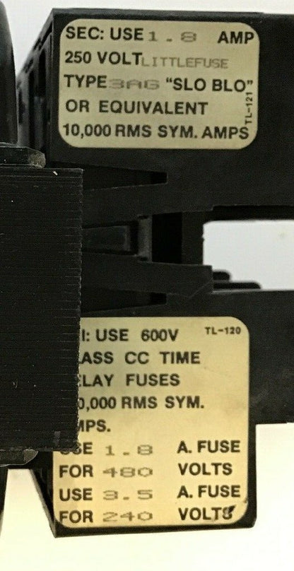 GENERAL SIGNAL E1803PB INDUSTRIAL CONTROL TRANSFORMER .180KVA 50/60HZ TYPE E3PB