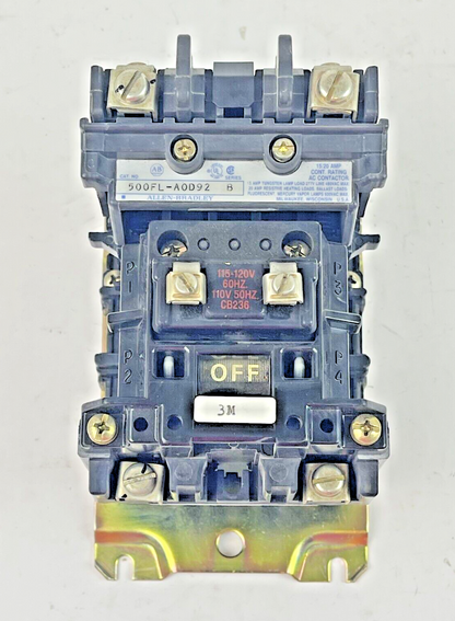 ALLEN BRADLEY - 500FL-AOD92 SER. B- AC LIGHTING CONTACTOR 15/20 AMP, 600 VAC