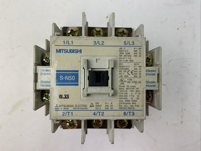 MITSUBISHI S-N50 CONTACTOR 600VAC 80A 3PH 30HP COIL 100-127V 50/60HZ