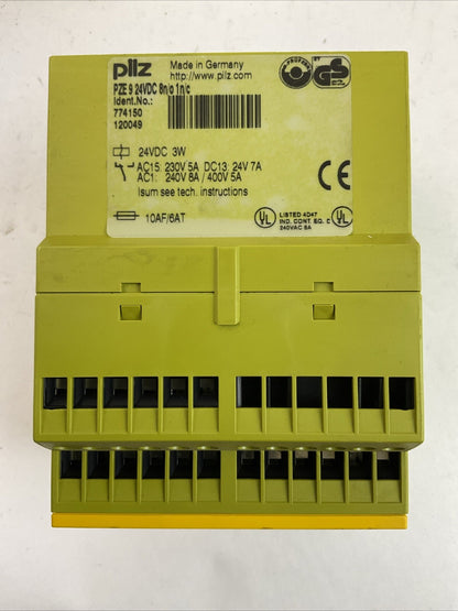 PILZ PZE 9 24VDC 8n/o 1n/c SAFETY RELAY