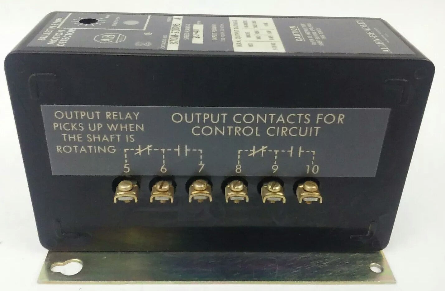 ALLEN BRADLEY 870M-ZOD95 SER. A, MOTION DETECTOR, 20-40 RPM SPEED RANGE,120V 10A
