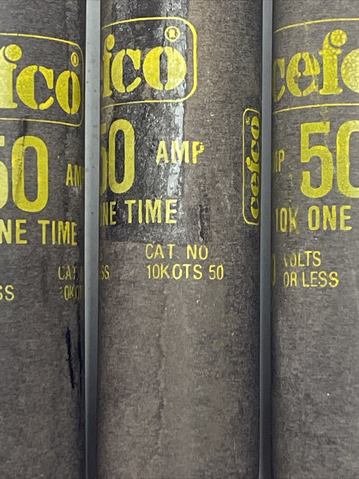 CEFCO 10KOTS50 10K ONE TIME FUSE 600VAC 50AMP CLASS H (LOT OF 3)