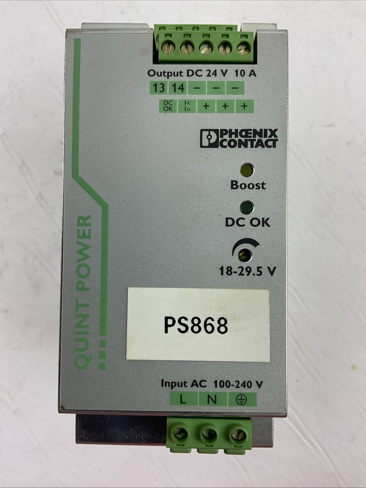 PHOENIX CONTACT QUINT-PS/1AC/24DC/10 POWER SUPPLY OUTPUT 24VDC 10A INPUT