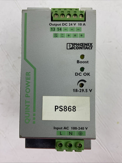 PHOENIX CONTACT QUINT-PS/1AC/24DC/10 POWER SUPPLY OUTPUT 24VDC 10A INPUT