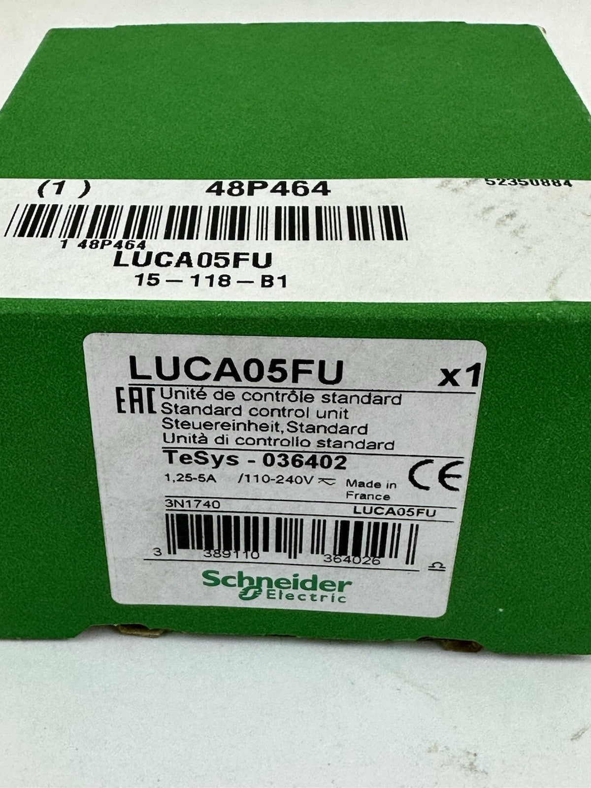 SCHNEIDER ELECTRIC LUCA05FU TESYS U STANDARD CONTROL UNIT 1.25-5A 110-240VAC/DC