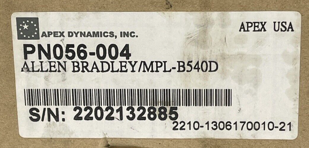 APEX DYNAMICS - PN056 004 - PLANETARY GEARBOX FOR ALLEN BRADLEY MPL-B540D - 4:1