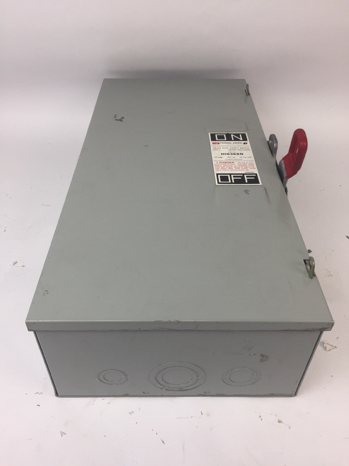 FPE H1636SN FUSIBLE HD SAFETY SWITCH 600VAC 250VDC 60AMP 50HP 3PH 3 POLE TYPE 1