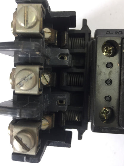 ALLEN BRADLEY 509-BOD-9 SIZE1 STARTER 600VAC 27AMP 10HP W40 HEATERS 120V COIL