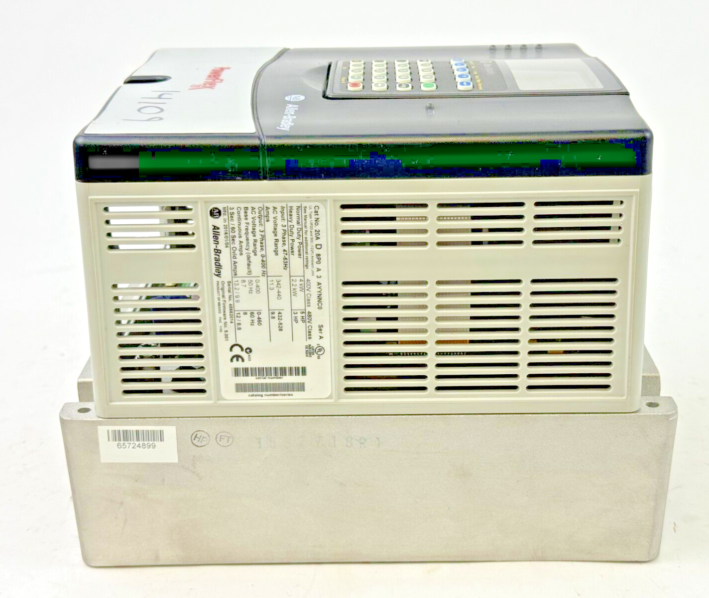 ALLEN-BRADLEY - 20AD8P0A3AYYNNC0 SER. A FW. 5.001 - POWERFLEX 70-480 VAC/3 PHASE