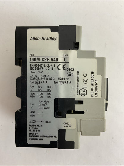 ALLEN BRADLEY 140M-C2E-A40 SER C MOTOR CIRCUIT BREAKER 0.25-0.4A 140M-C-AFA11