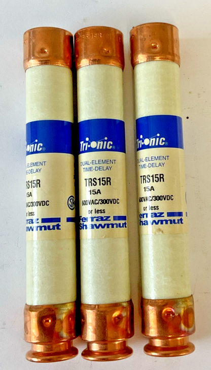 FERRAZ SHAWMUT TRS15R FUSE 15A 600VAC/300VDC RK5 ***LOTOF3***