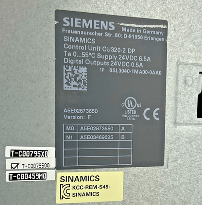 SIEMENS 6SL3040-1MA00-0AA0 SINAMICS CONTROL UNIT 24VDC 6.5A