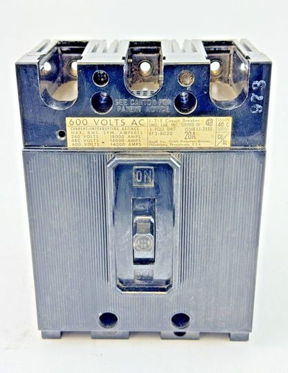 ITE / SIEMENS - EF3-B020 - MOLDED CASE CIRCUIT BREAKER - 3 POLE/20A/600 VAC