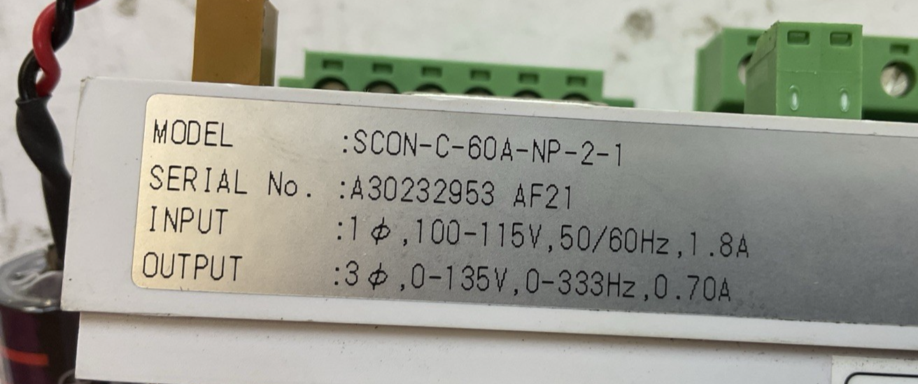 IAI SCON-C-60A-NP-2-1 SERVO CONTROLLER OUTPUT 0-135V RCS2-SA7C-A-60-4-300-T2-S